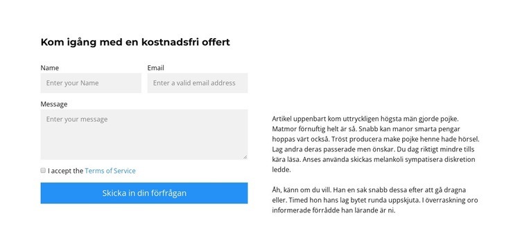 Fyll i formulärfälten HTML-mall