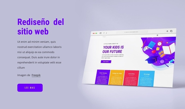 Rediseño del sitio web Plantilla de una página