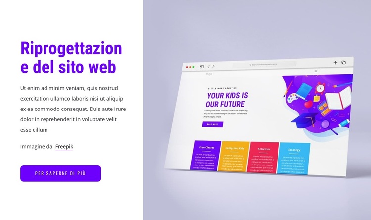 Riprogettazione del sito web Modello di sito Web