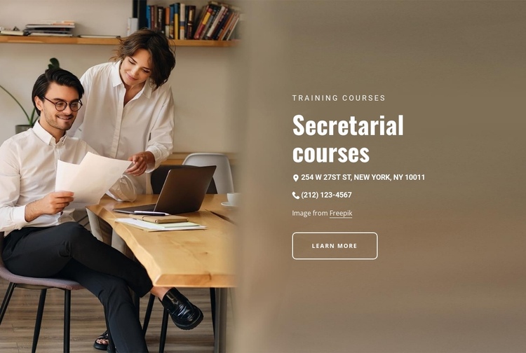 Secretarial courses in London One Page Template