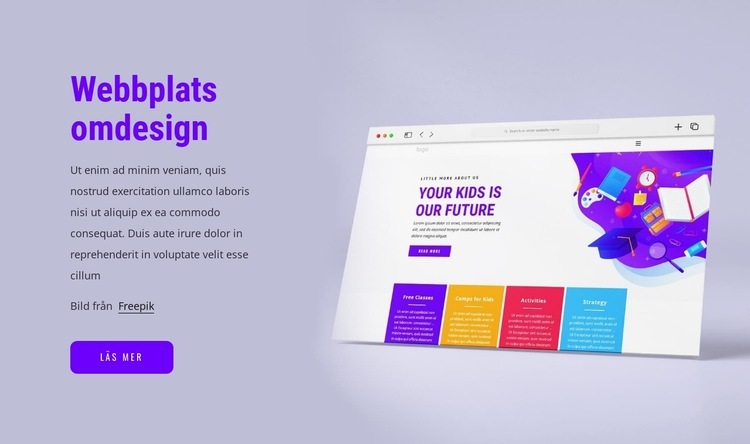 Omdesign av webbplatsen Hemsidedesign