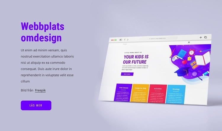 Omdesign av webbplatsen Webbplats mall