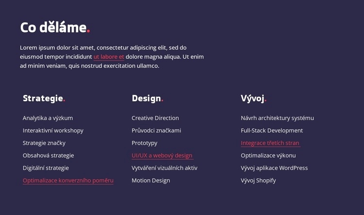 Strategie, webdesign a vývoj Šablona CSS