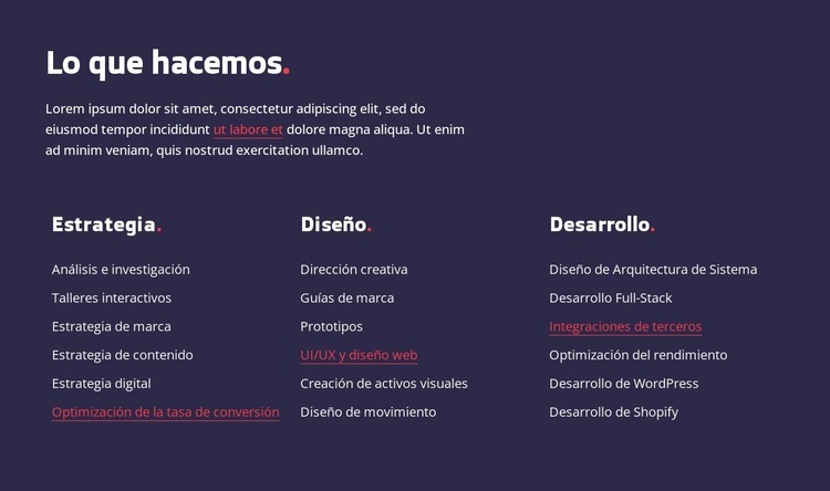 Estrategia, diseño y desarrollo web Creador de sitios web HTML