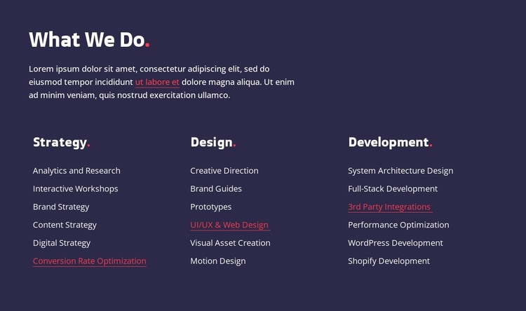 Strategy, web design and development HTML Template