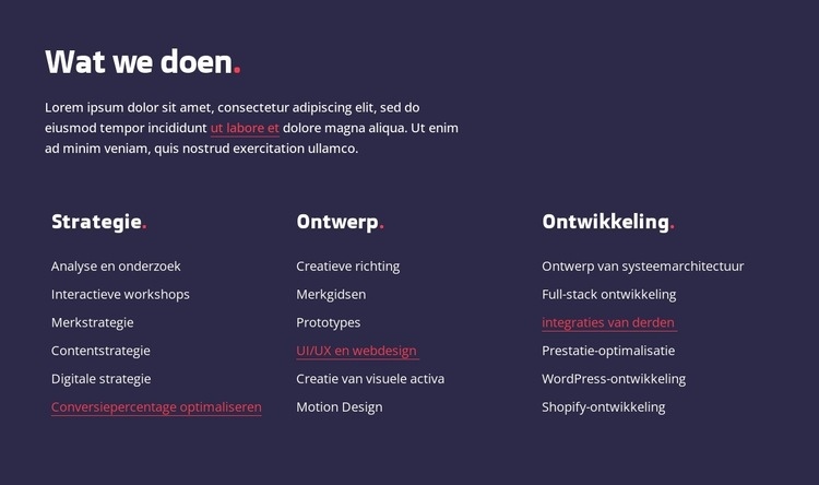 Strategie, webdesign en ontwikkeling Sjabloon voor één pagina