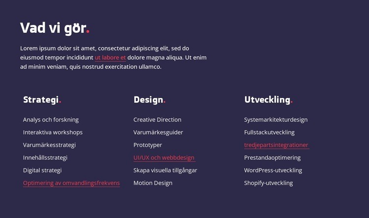 Strategi, webbdesign och utveckling CSS -mall