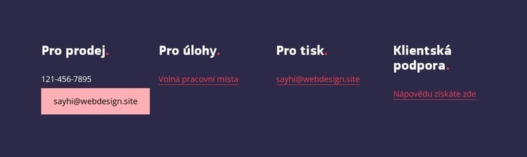 Kontakty pro prodej Šablona CSS