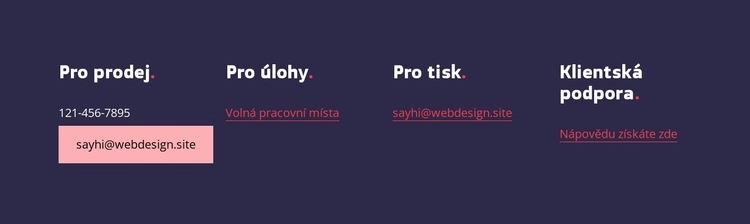 Kontakty pro prodej Webový design