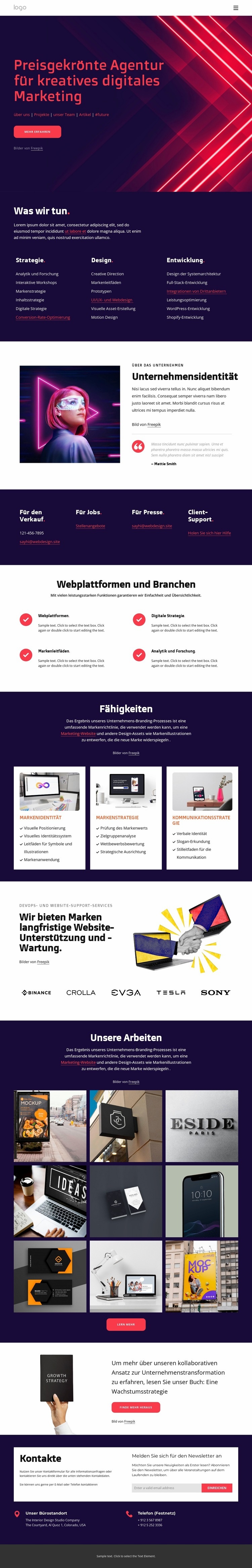 Agentur für kreatives Marketing Website Builder-Vorlagen