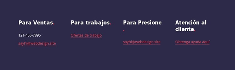 contactos para ventas Plantilla de sitio web