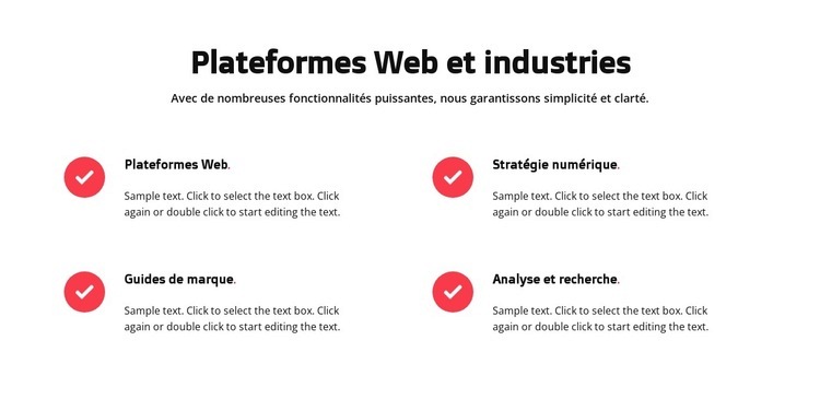 Plateformes Web Modèles de constructeur de sites Web
