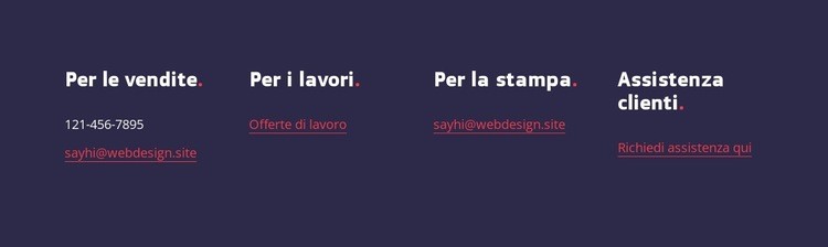 Contatti per le vendite Mockup del sito web