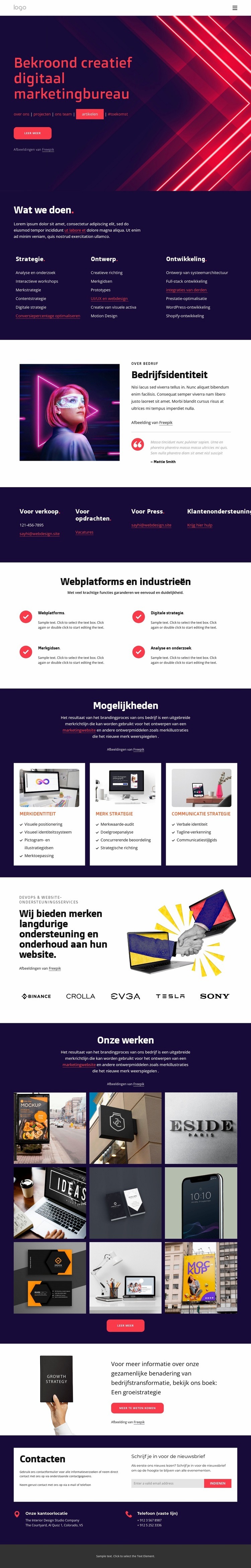 Creatief marketingbureau Website ontwerp