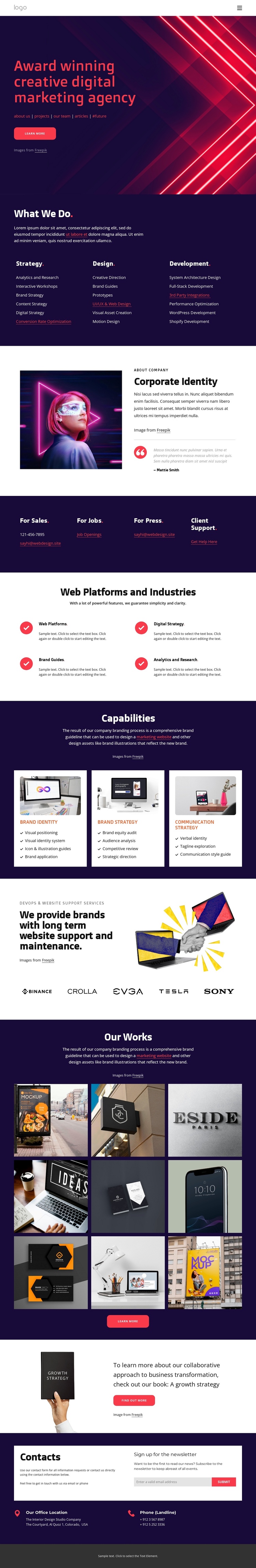 Creative marketing agency One Page Template