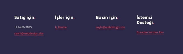 Satış için iletişim Html Web Sitesi Oluşturucu