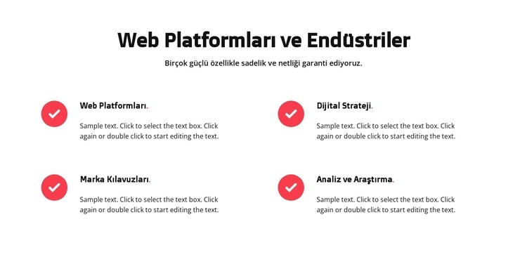 Web platformları Bir Sayfa Şablonu