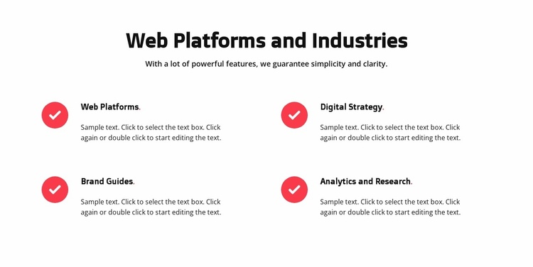 Web platforms Landing Page