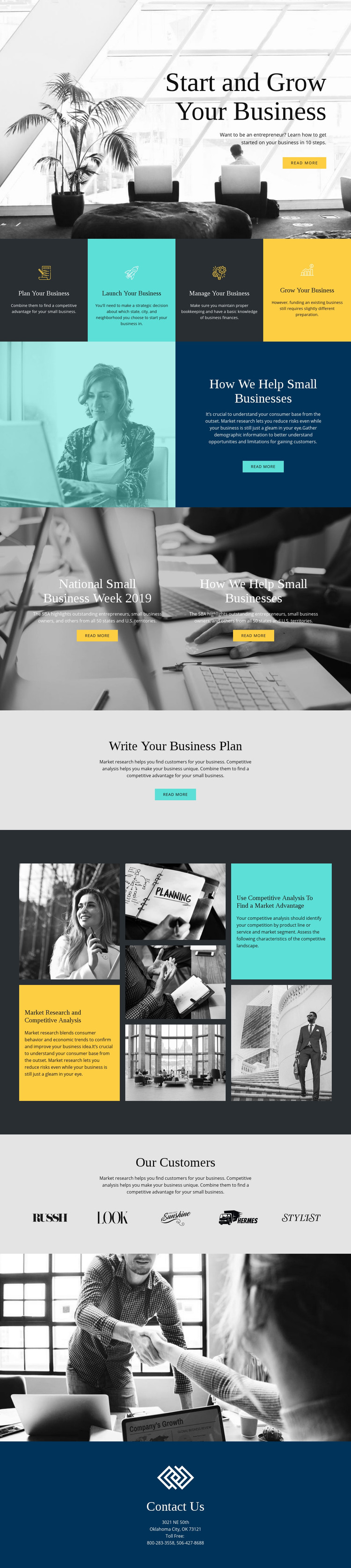Start and grow your business Homepage Design