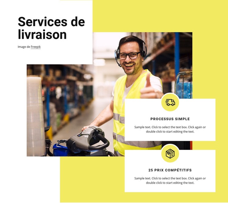 Services de livraison Modèles de constructeur de sites Web