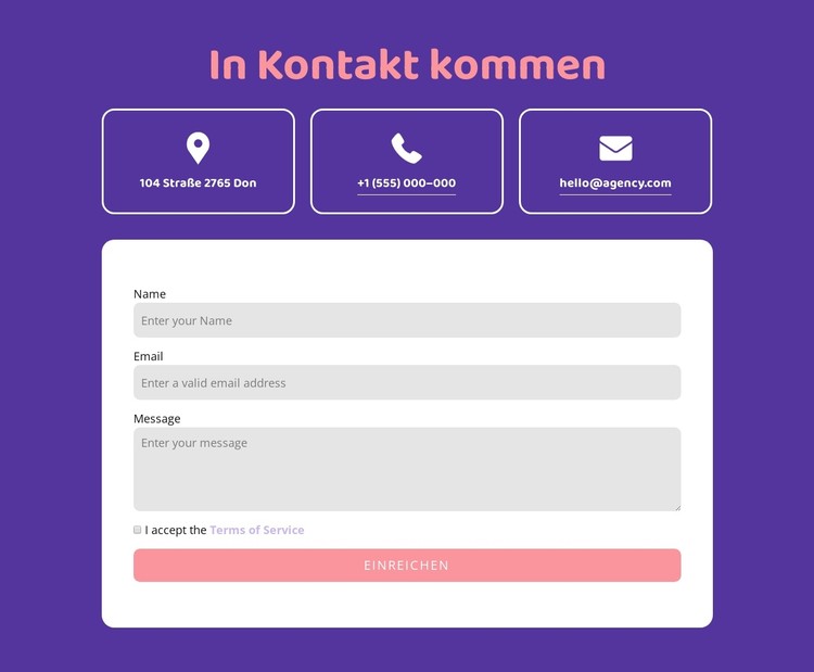 Kontaktblock mit Symbolen CSS-Vorlage