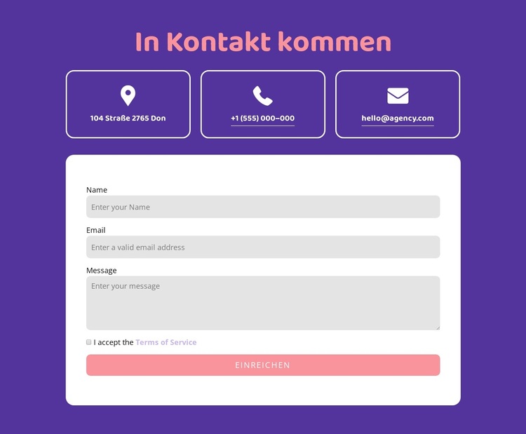 Kontaktblock mit Symbolen WordPress-Theme