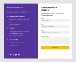 Modèle Web Réactif Pour Contacts Et Icônes Sociales