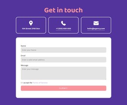 Get In Touch Block Wih Icons - Free HTML Template