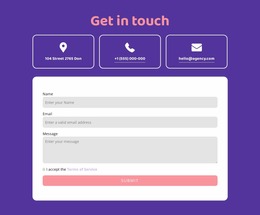 Get In Touch Block Wih Icons - Builder HTML