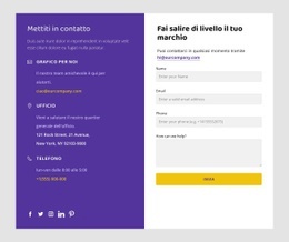 Contatti E Icone Social - Modello Di Mockup Del Sito Web