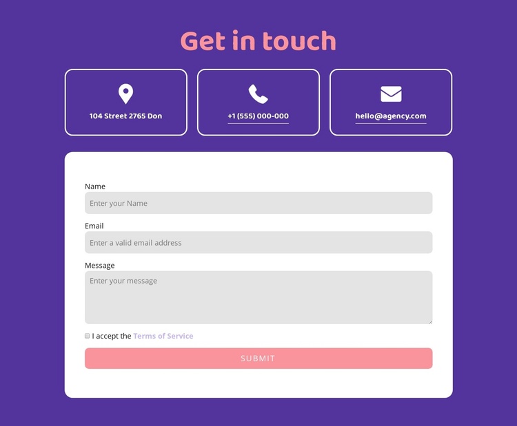 Get in touch block wih icons Joomla Template