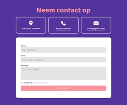 Neem Contact Op Blok Met Pictogrammen - Gratis HTML-Sjabloon