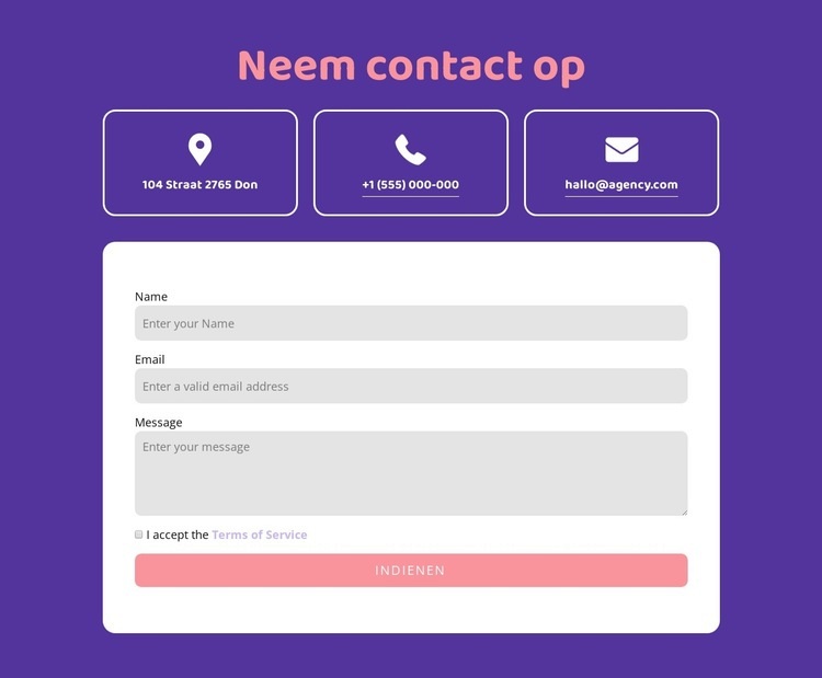 Neem contact op blok met pictogrammen Html Website Builder