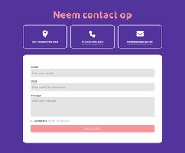 Neem Contact Op Blok Met Pictogrammen