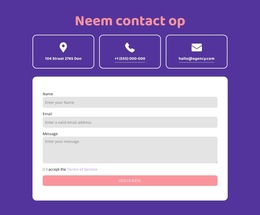 Neem Contact Op Blok Met Pictogrammen - Eenvoudig Websitesjabloon