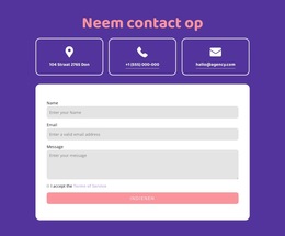 Neem Contact Op Blok Met Pictogrammen - Prachtige Kleurencollectiesjabloon