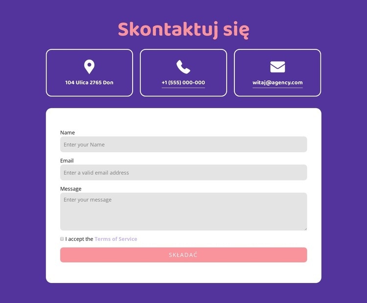 Skontaktuj się z blokiem za pomocą ikon Kreator witryn internetowych HTML