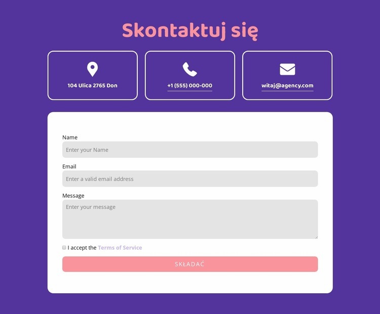 Skontaktuj się z blokiem za pomocą ikon Makieta strony internetowej