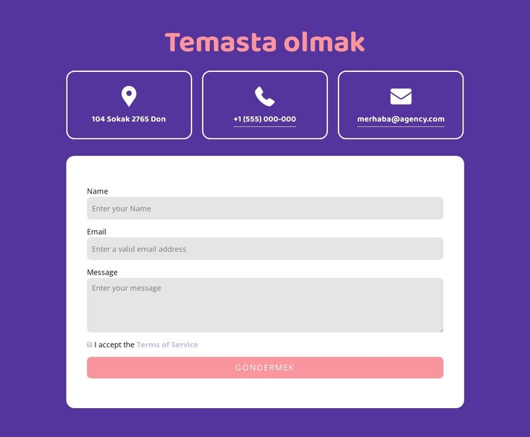 Simgelerle iletişim bloğuna ulaşın CSS Şablonu