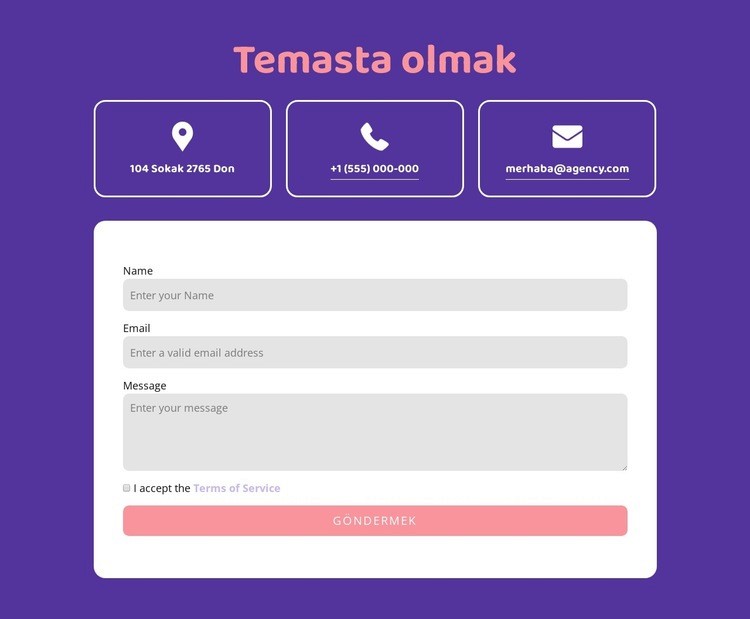 Simgelerle iletişim bloğuna ulaşın Web Sitesi Mockup'ı