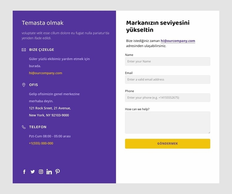 Kişiler ve sosyal simgeler Web Sitesi Mockup'ı