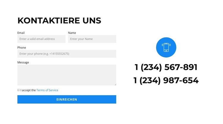 Zwei Telefone und ein Formular HTML5-Vorlage