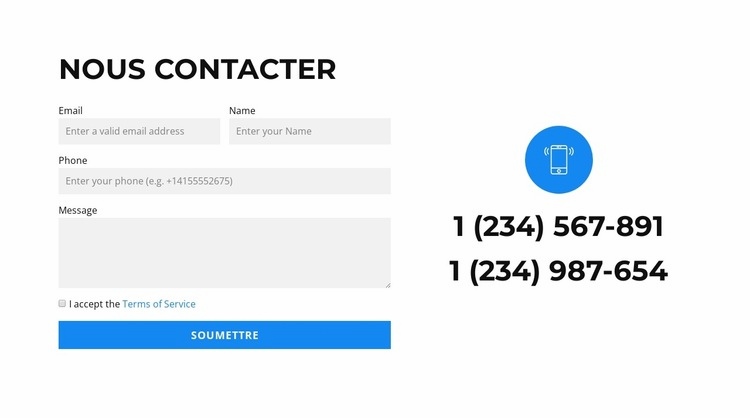 Deux téléphones et un formulaire Modèle d'une page