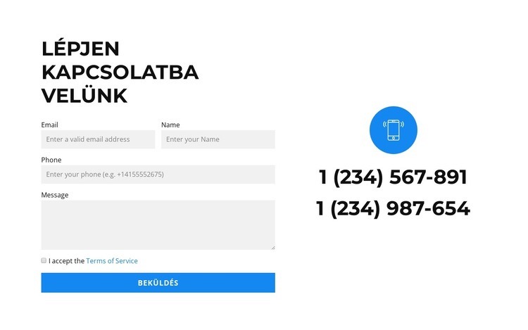 Két telefon és egy űrlap Sablon