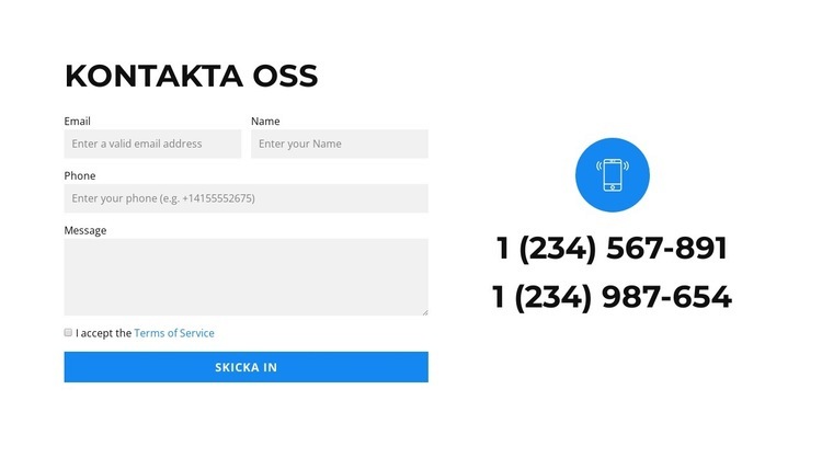 Två telefoner och en blankett HTML-mall