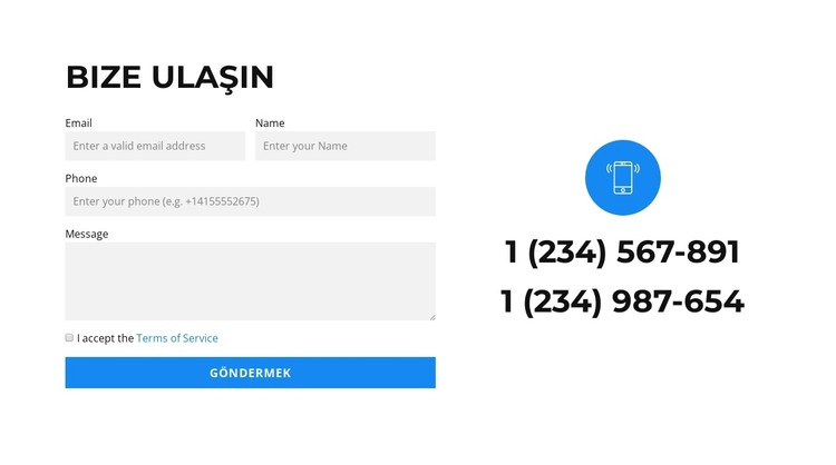 İki telefon ve bir form CSS Şablonu