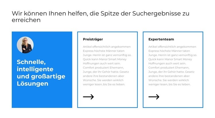 Schnell und effizient Eine Seitenvorlage