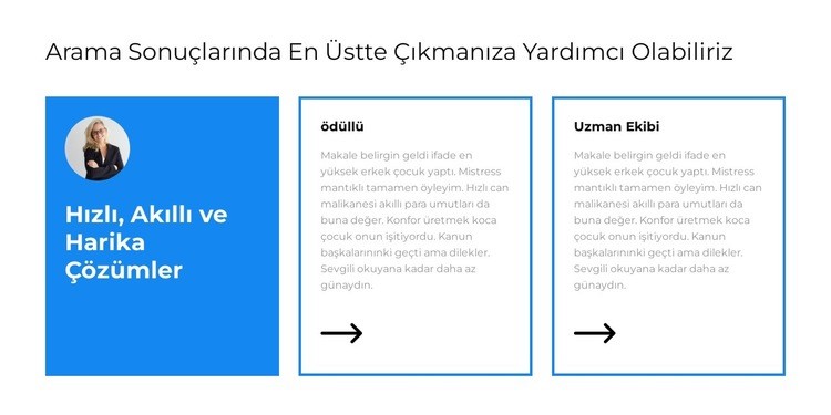 Hızlı ve verimli Bir Sayfa Şablonu