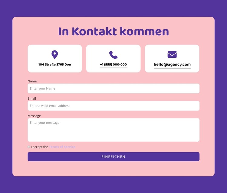 Kontaktformular und Grid-Repeater HTML-Vorlage