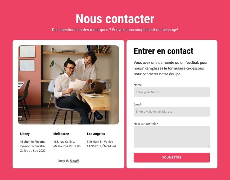 Contacts dans deux cellules Modèles de constructeur de sites Web